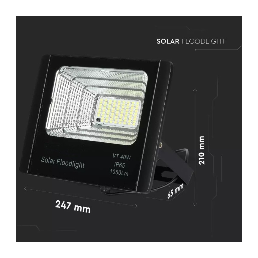 Projecteur solaire à intensité variable LED/16W/3,2V 4000K IP65 10000 mAh + Télécommande
