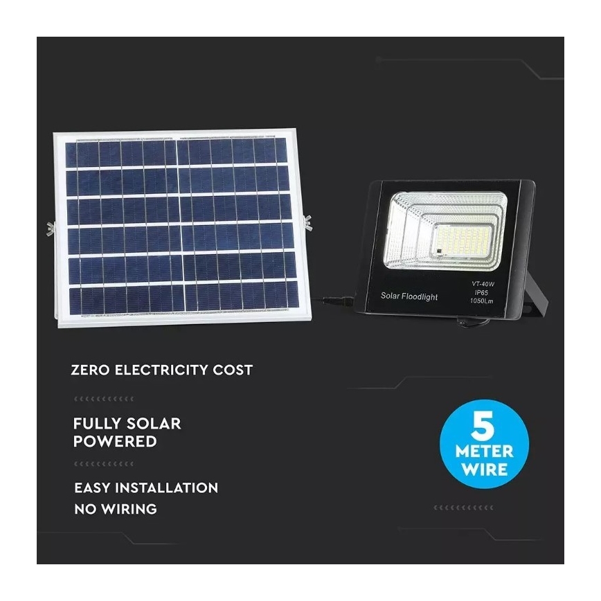 Projecteur solaire à intensité variable LED/16W/3,2V 4000K IP65 10000 mAh + Télécommande
