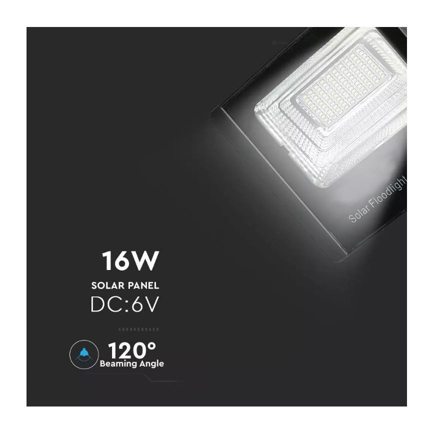 Projecteur solaire à intensité variable LED/16W/3,2V 4000K IP65 10000 mAh + Télécommande