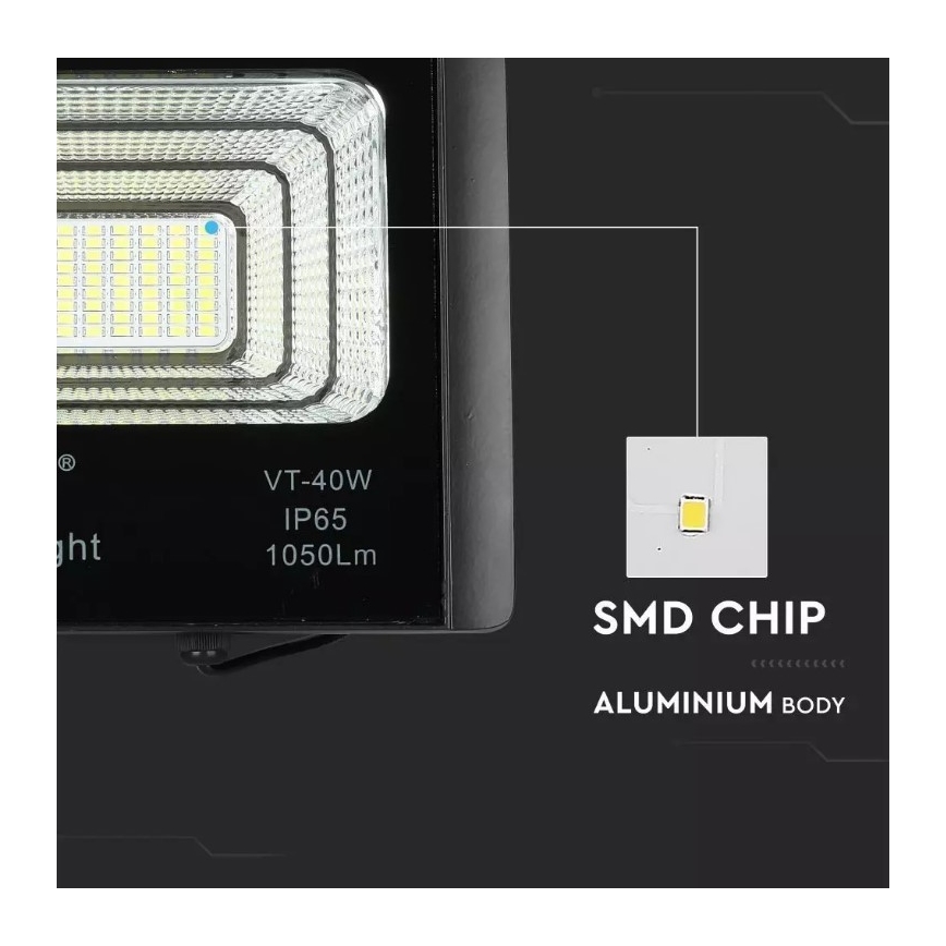 Projecteur solaire à intensité variable LED/16W/3,2V 4000K IP65 10000 mAh + Télécommande