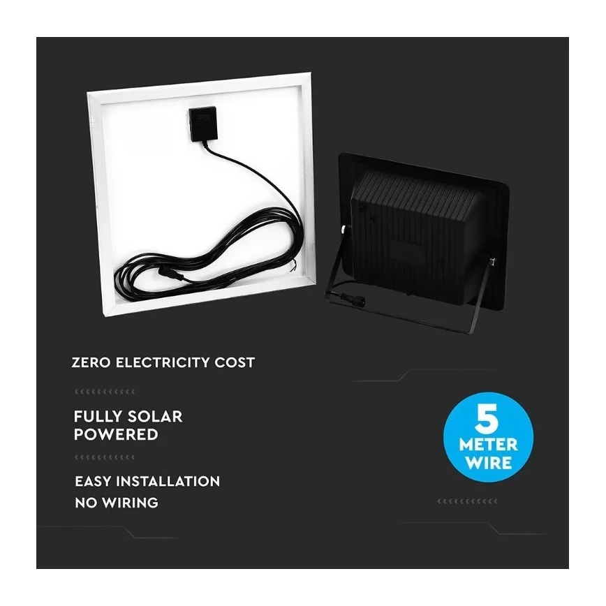 Projecteur solaire à intensité variable LED/20W/6,4V 4000K IP65 10000 mAh + Télécommande