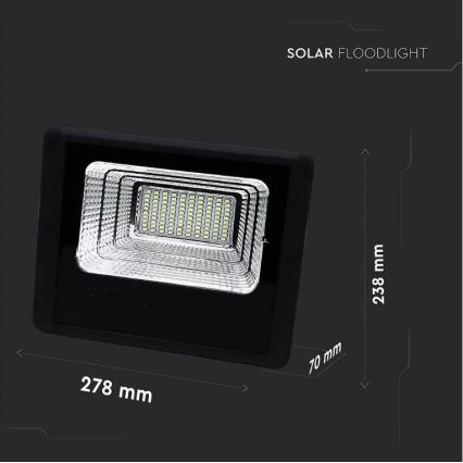 Projecteur solaire à intensité variable LED/20W/6,4V 4000K IP65 10000 mAh + Télécommande