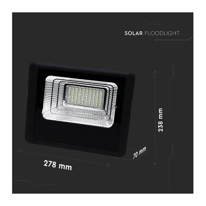 Projecteur solaire à intensité variable LED/20W/6,4V 4000K IP65 10000 mAh + Télécommande