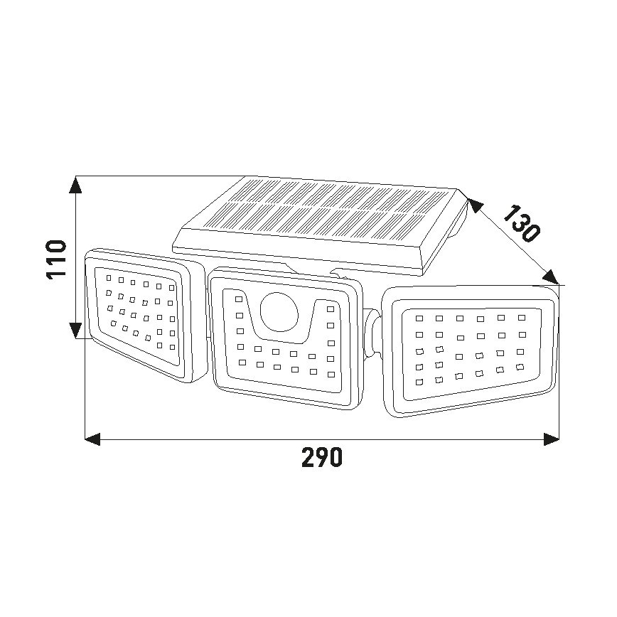 Projecteur solaire avec détecteur LED/14W/3,7V 1800 mAh IP54