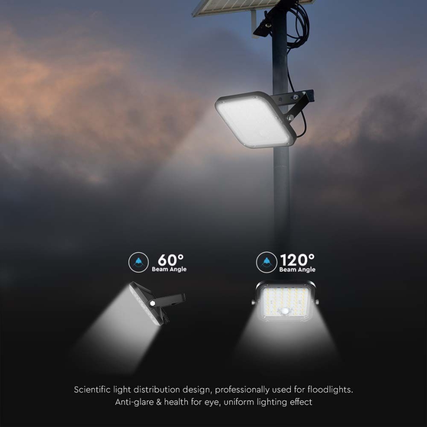 Projecteur solaire avec détecteur LED/30W/6,4V 4000K 6000 mAh + Télécommande