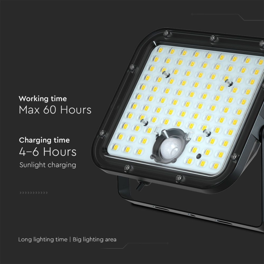 Projecteur solaire avec détecteur LED/30W/6,4V 4000K 6000 mAh + Télécommande