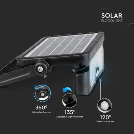 Projecteur solaire avec détecteur LED/5W/3,7V IP65 4000K 3000 mAh