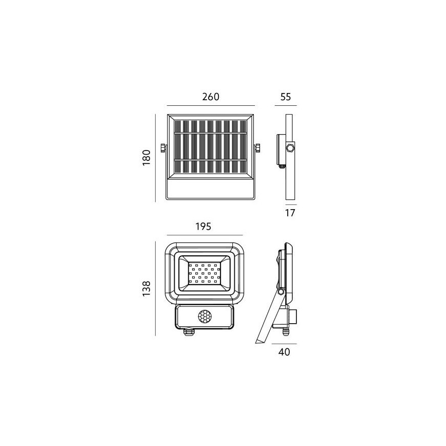 Projecteur solaire d'extérieur avec détecteur LED/20W/3,7V 6500K IP65 4400 mAh