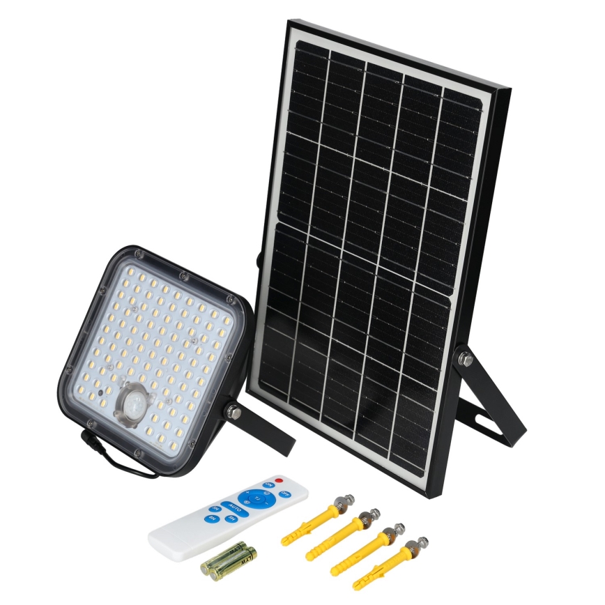 Projecteur solaire d'extérieur avec détecteur LED/30W/6,4V 4000K IP65 6000 mAh + Télécommande