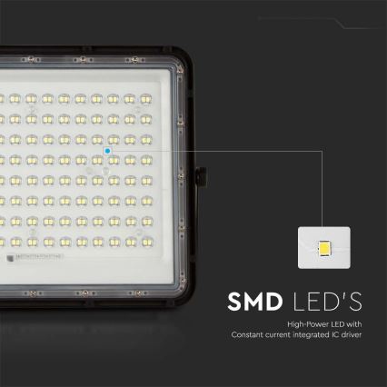 Projecteur solaire d'extérieur LED/200W/3,2V 4000K noir IP65 16000 mAh + Télécommande