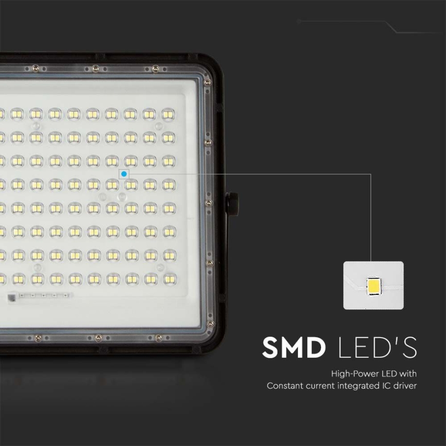 Projecteur solaire d'extérieur LED/200W/3,2V 4000K noir IP65 16000 mAh + Télécommande