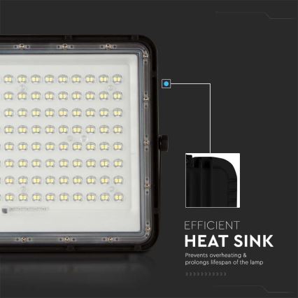 Projecteur solaire d'extérieur LED/200W/3,2V 4000K noir IP65 16000 mAh + Télécommande