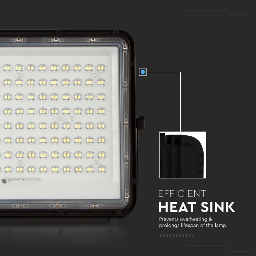 Projecteur solaire d'extérieur LED/200W/3,2V 4000K noir IP65 16000 mAh + Télécommande