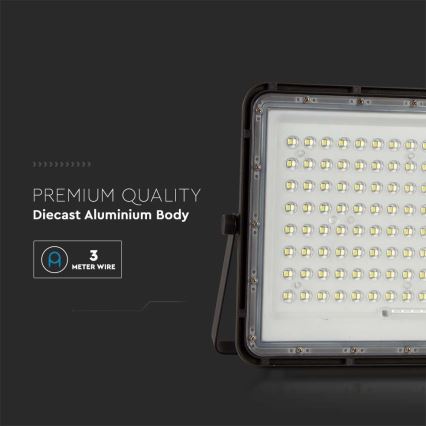Projecteur solaire d'extérieur LED/200W/3,2V 4000K noir IP65 16000 mAh + Télécommande