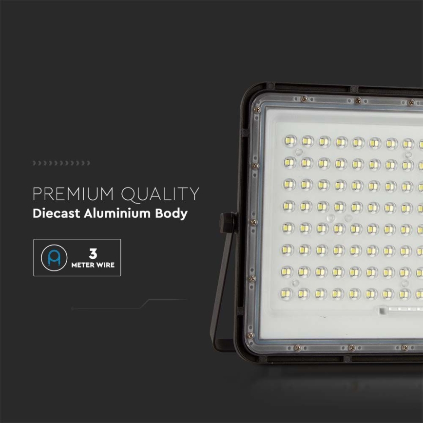 Projecteur solaire d'extérieur LED/200W/3,2V 4000K noir IP65 16000 mAh + Télécommande