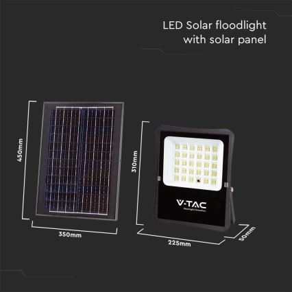 Projecteur solaire d'extérieur LED/20W/3,2V 6400K IP65 + télécommande