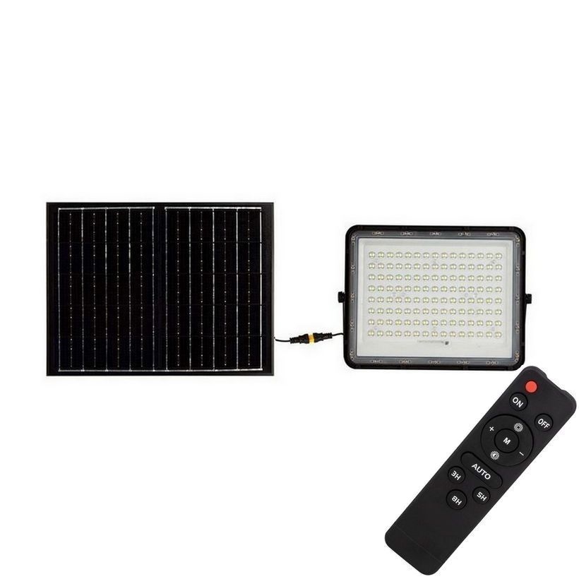 Projecteur solaire d'extérieur LED/20W/3,2V 6400K noir IP65 + télécommande