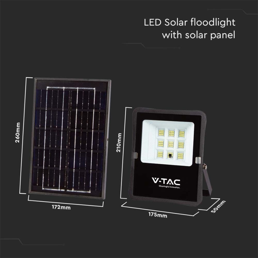 Projecteur solaire d'extérieur LED/6W/3,2V 4000K IP65 + télécommande