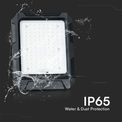 Projecteur solaire LED/10W/3,7V IP65 4000K noir + Télécommande