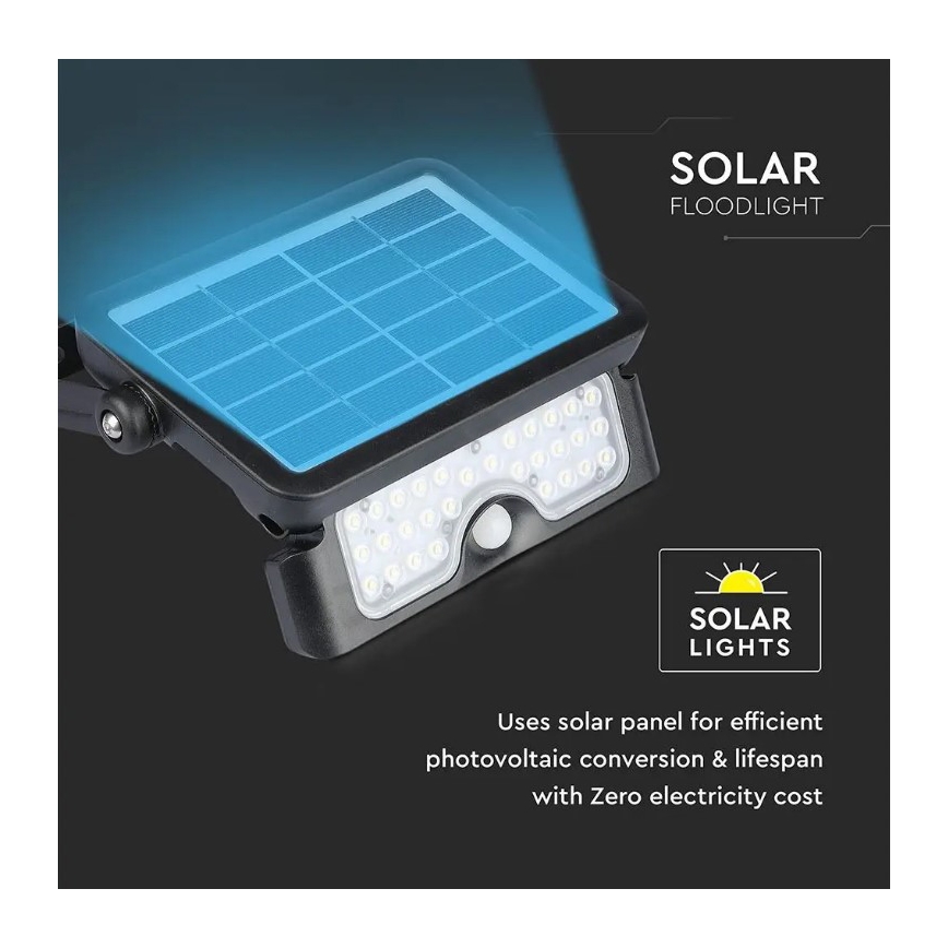 Projecteur solaire LED avec capteur LED/5W/3,7V IP65 4000K 3000 mAh