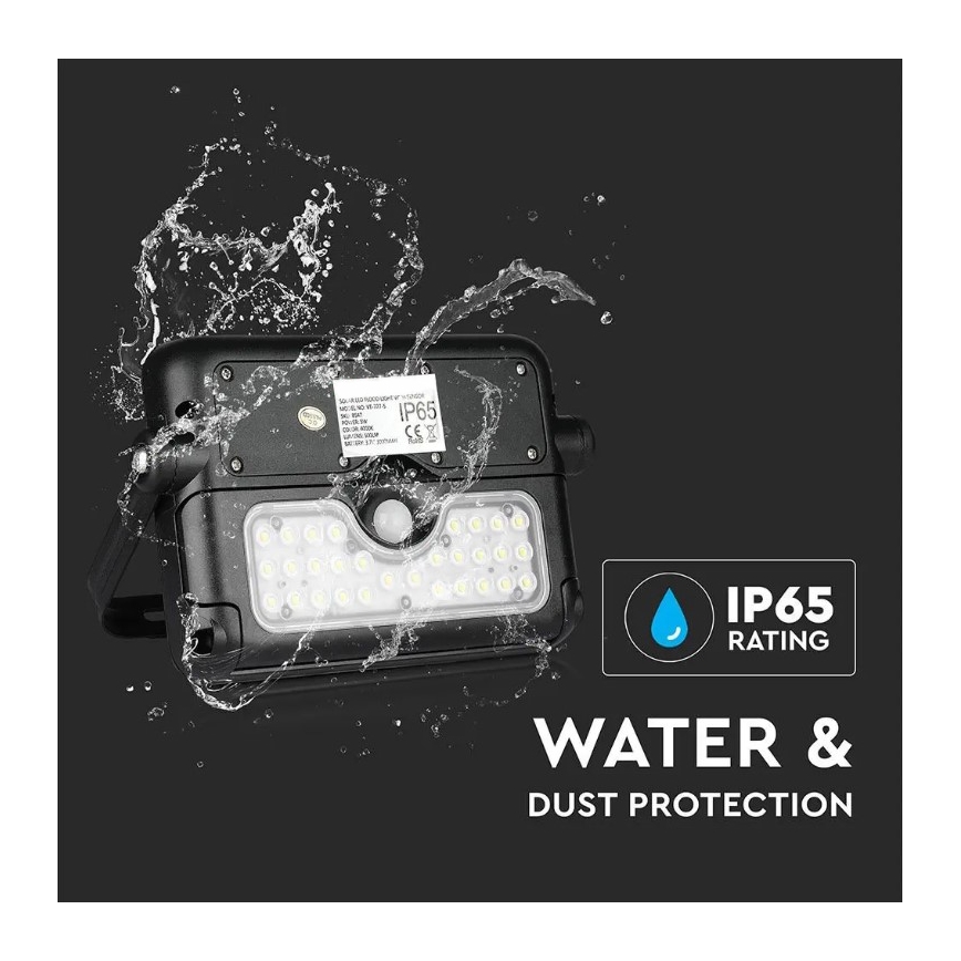 Projecteur solaire LED avec capteur LED/5W/3,7V IP65 4000K 3000 mAh