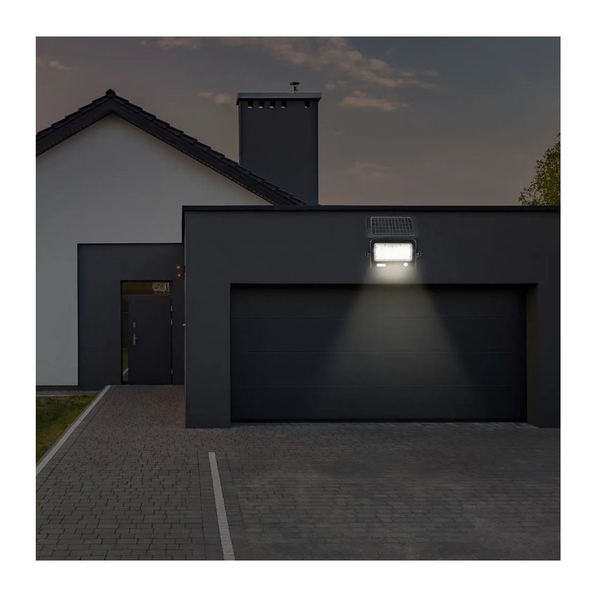 Projecteur solaire LED dimmable avec capteur, 10W/3,7V, 4000K, IP65, 7200 mAh + port USB