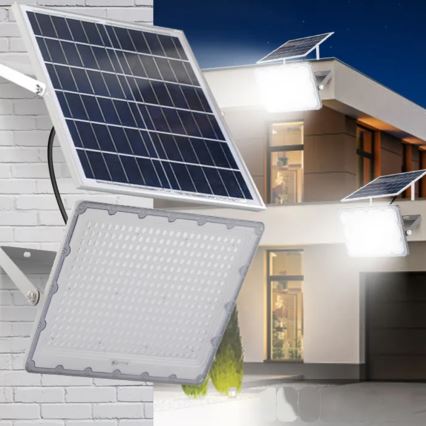 Projecteur solaire LED dimmable 50W/3,2V 5000K 6000 mAh IP65 noir + télécommande
