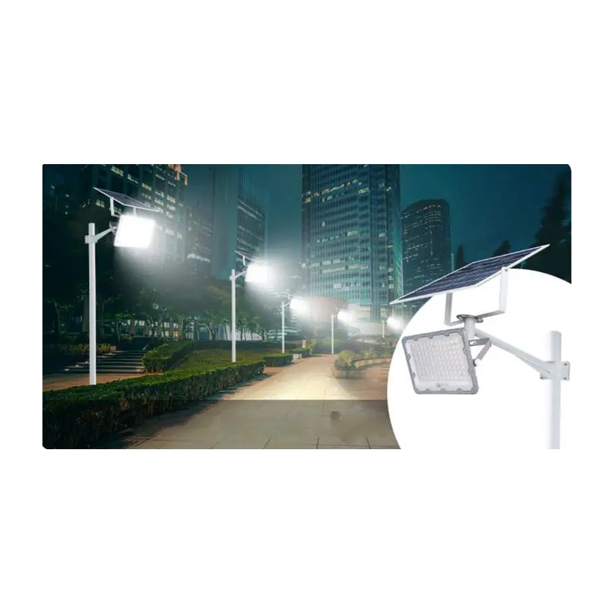 Projecteur solaire LED dimmable 50W/3,2V 5000K 6000 mAh IP65 noir + télécommande