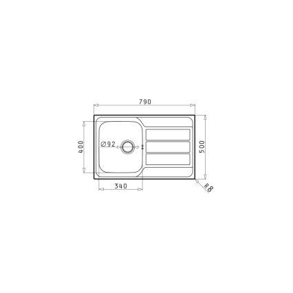 Pyramis 100178701 - Keukenspoelbak ATHENA 79x50 cm satijn