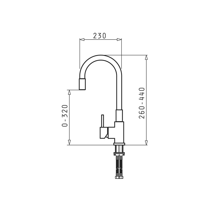 Pyramis 90919638 - Robinet d'évier avec bras flexible FLESSI noir