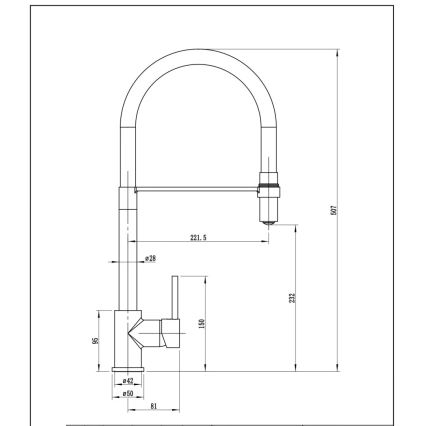 Pyramis 90939801 - Robinet d'évier avec bec flexible SERINA chrome/noir