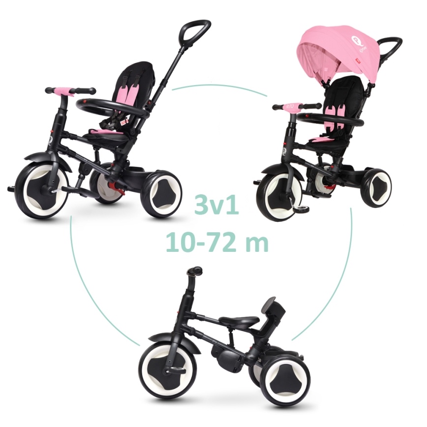 QPlay - 3-in-1 kinderdriewieler RITO EVA roze