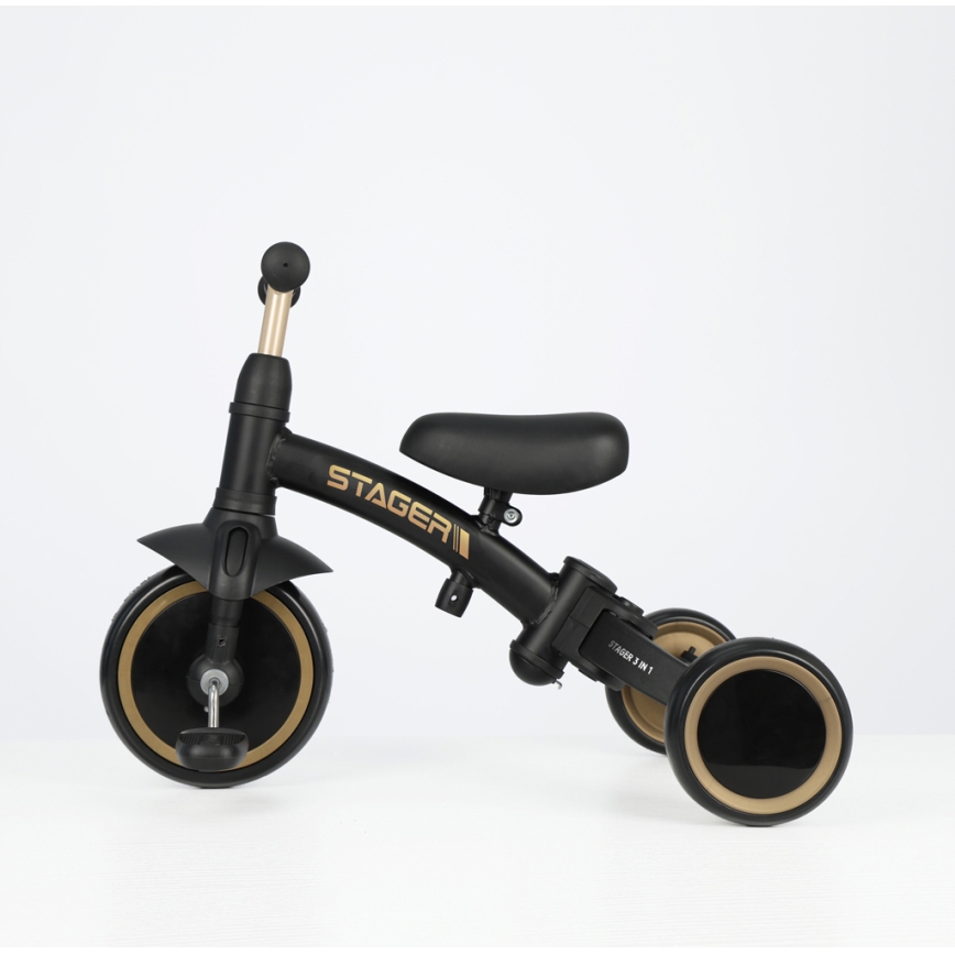 QPlay - Kinderdriewieler 3-in-1 STAGER zwart