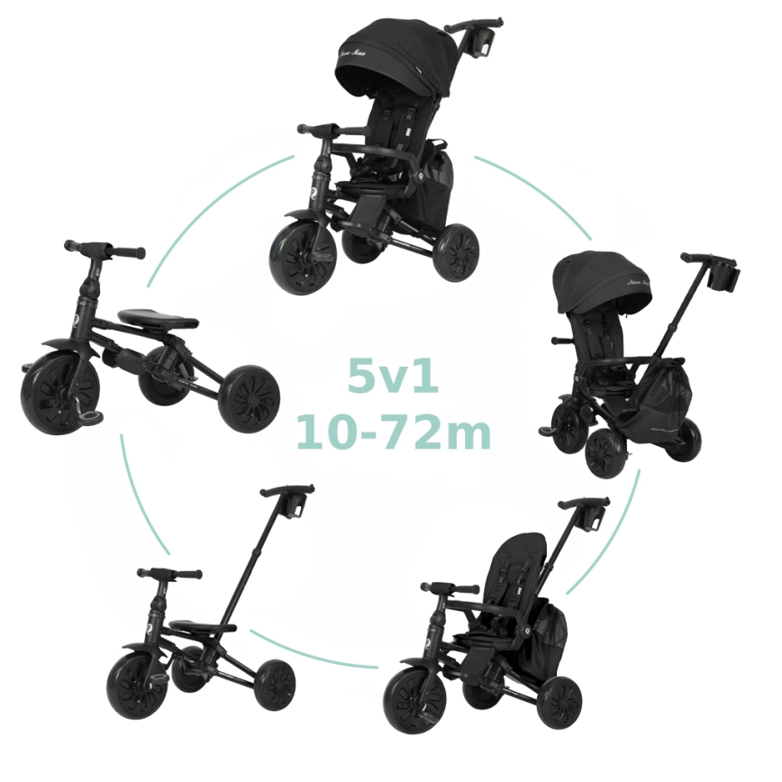QPlay - Kinderdriewieler 5-in-1 NOVA MAX zwart