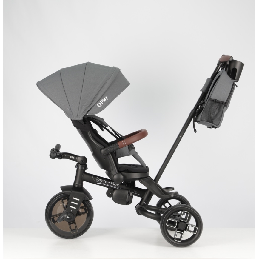 QPlay - Kinderdriewieler 7-in-1 COMFO MAX grijs