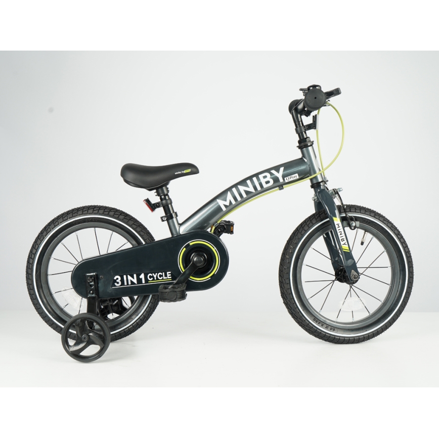 QPlay - Kinderfiets 14 MINIBY 3-in-1 grijs