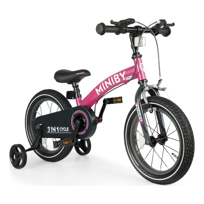 QPlay - Kinderfiets 14 MINIBY 3-in-1 roze