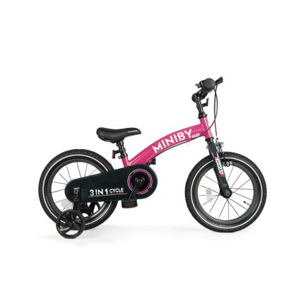 QPlay - Kinderfiets 14 MINIBY 3-in-1 roze