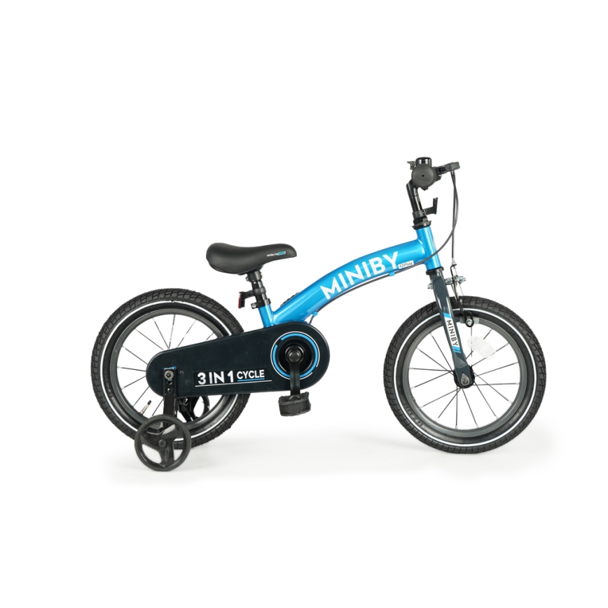 QPlay - Kinderfiets 14" MINIBY 3in1 blauw