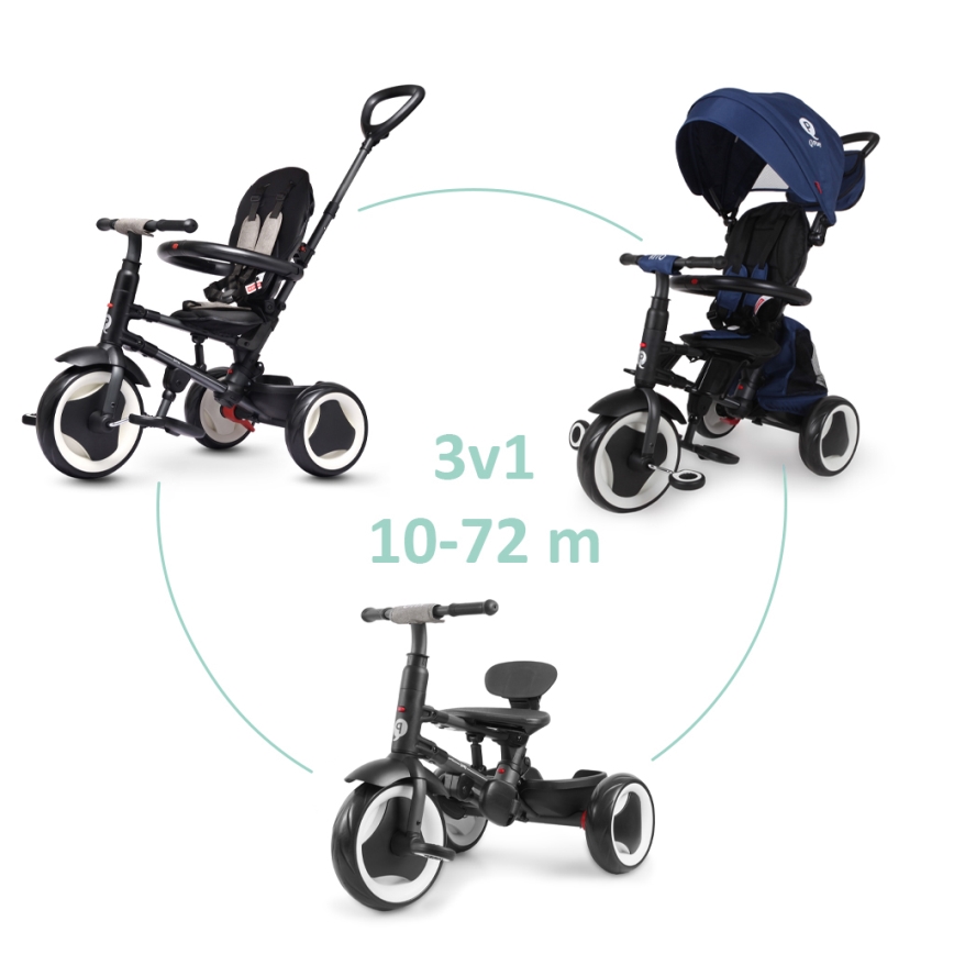 QPlay - Tricycle 3-en-1 RITO EVA PLUS bleu