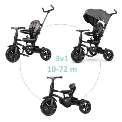 QPlay - Tricycle enfant 3en1 RITO STAR gris foncé