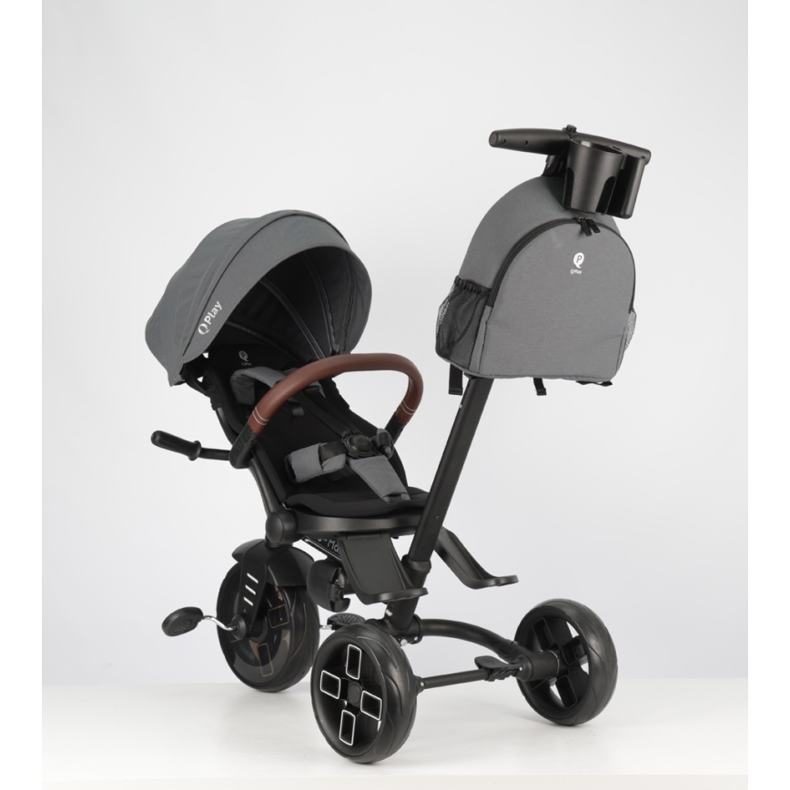QPlay - Tricycle pour enfants 8 en 1 COMFO MAX gris