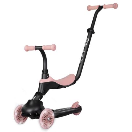 QPlay - Trottinette enfant 5 en 1 SEMA EVO à roues LED, rose