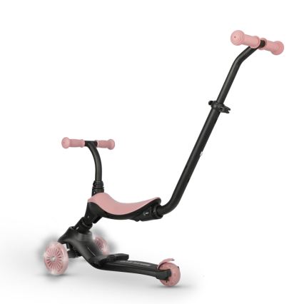 QPlay - Trottinette enfant 5 en 1 SEMA EVO à roues LED, rose