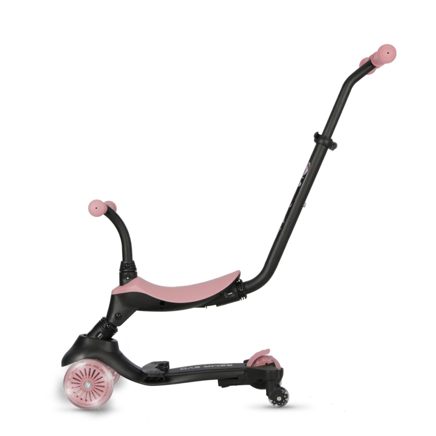 QPlay - Trottinette enfant 5 en 1 SEMA EVO à roues LED, rose