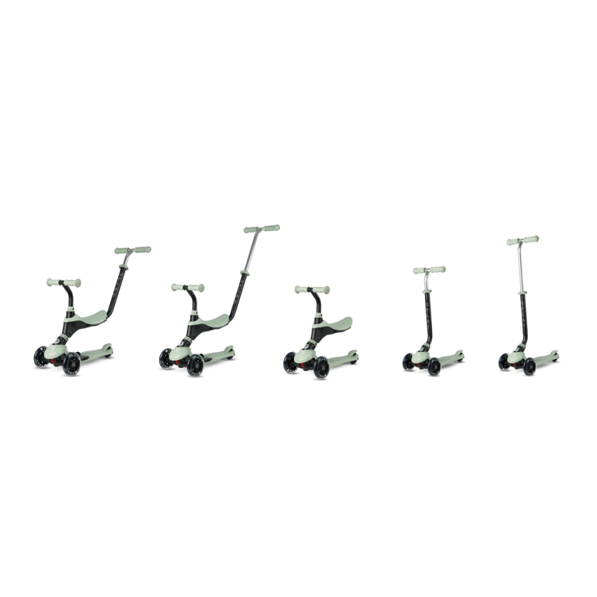 QPlay - Trottinette enfant SEMA PRO 5 en 1 avec roues LED, verte