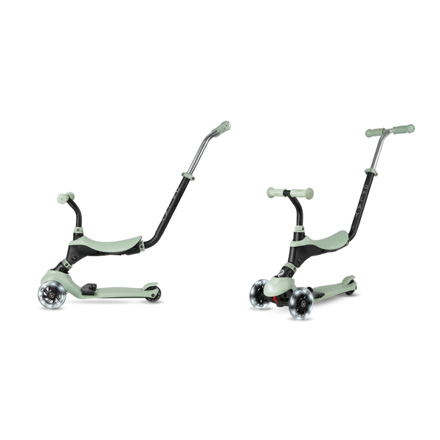 QPlay - Trottinette enfant SEMA PRO 5 en 1 avec roues LED, verte