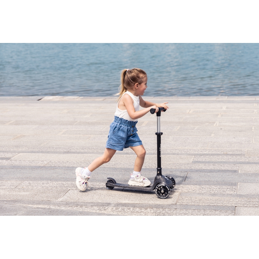 QPlay - Trottinette enfant SPARKLING à roues LED noire