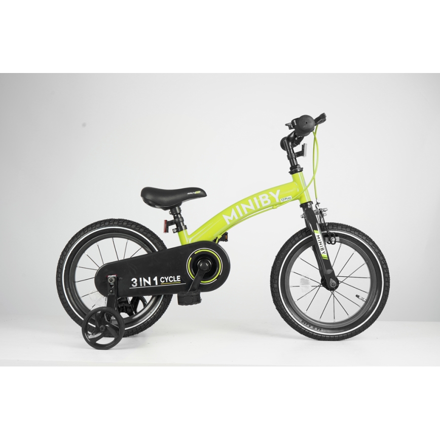 QPlay - Vélo enfant 14" MINIBY 3en1 vert