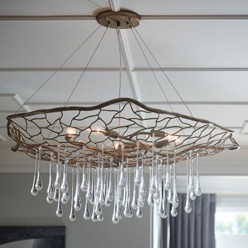 Quintiesse - Hanglamp aan kabel LAGUNA 6xE14/40W/230V Ø 91,4 cm goudkleurig